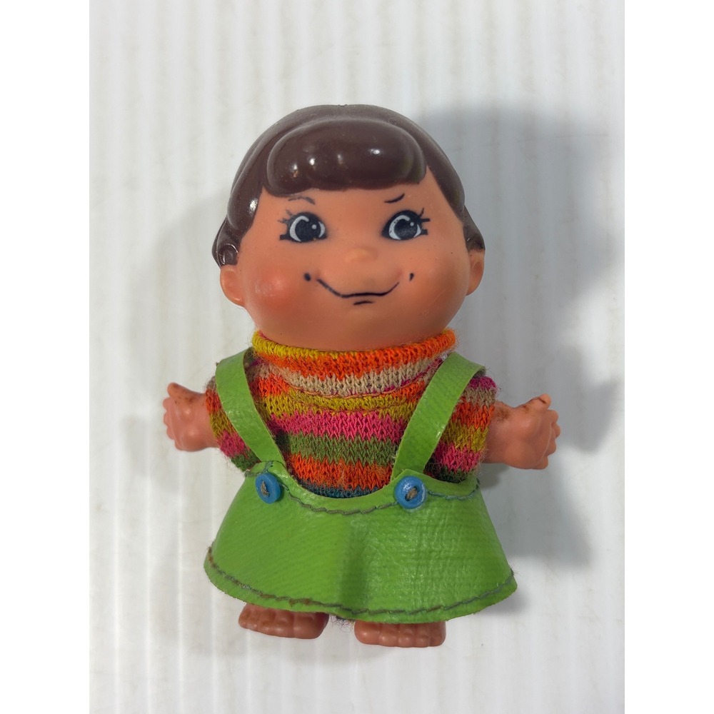 Vintage 1970 Mattel Small Shots Funny Fran Doll Mini Figure Green Jumper